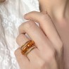 Adjustable ring in stainless steel and TERRA terracotta freshwater pearls