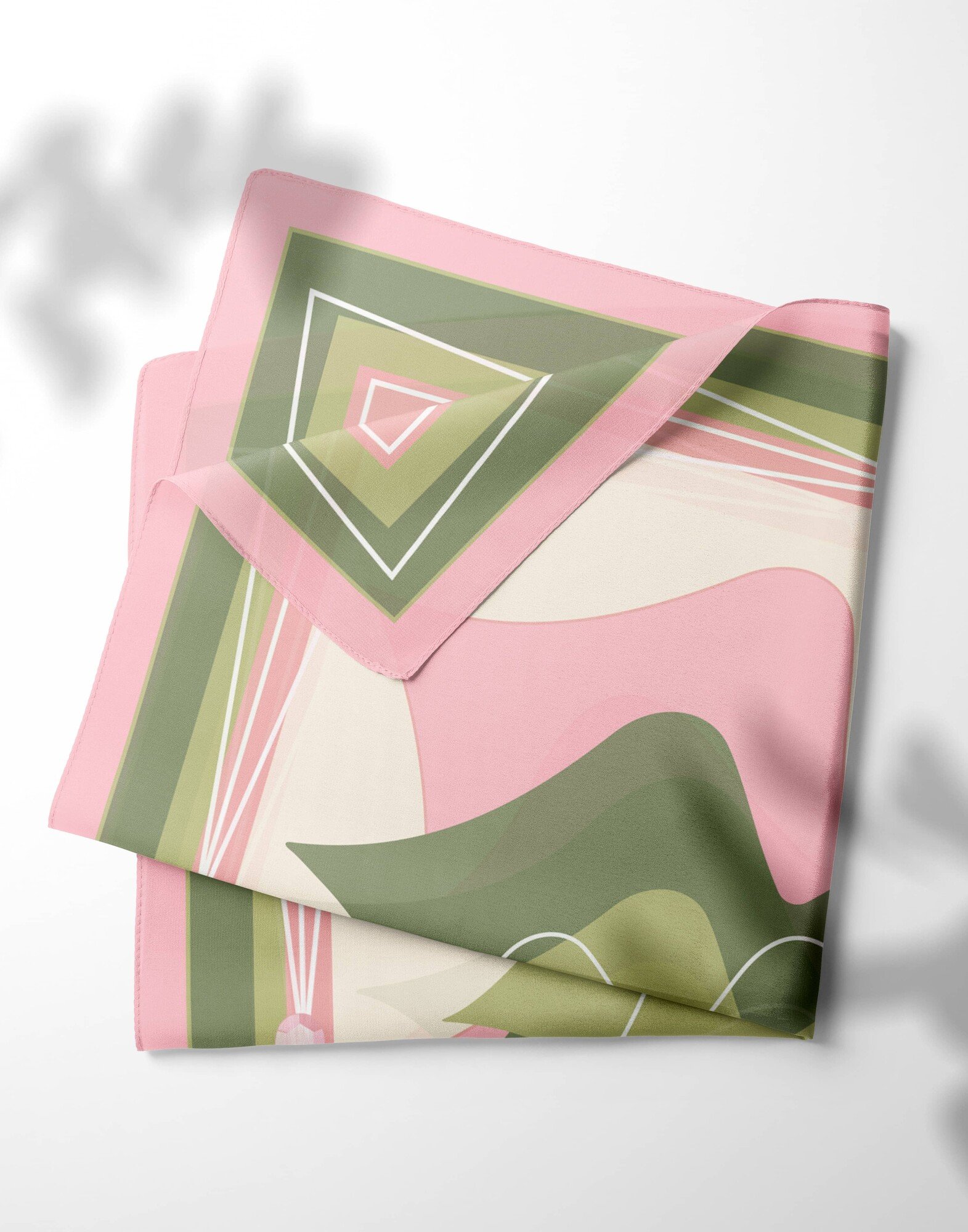 Carré de soie 69cm, twill de soie imprimé bouche MUSE - Rose et vert| Gloria Balensi foulards