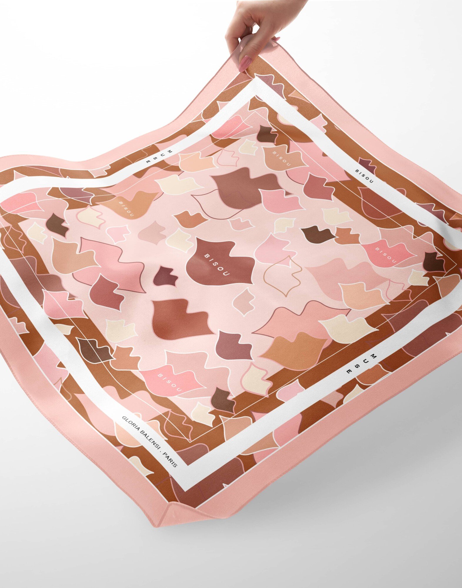 69cm silk twill square, mouth camouflage print - Rose|Gloria Balensi scarves 69cm silk twill square, mouth camouflage print - Rose|Gloria Balensi scarves