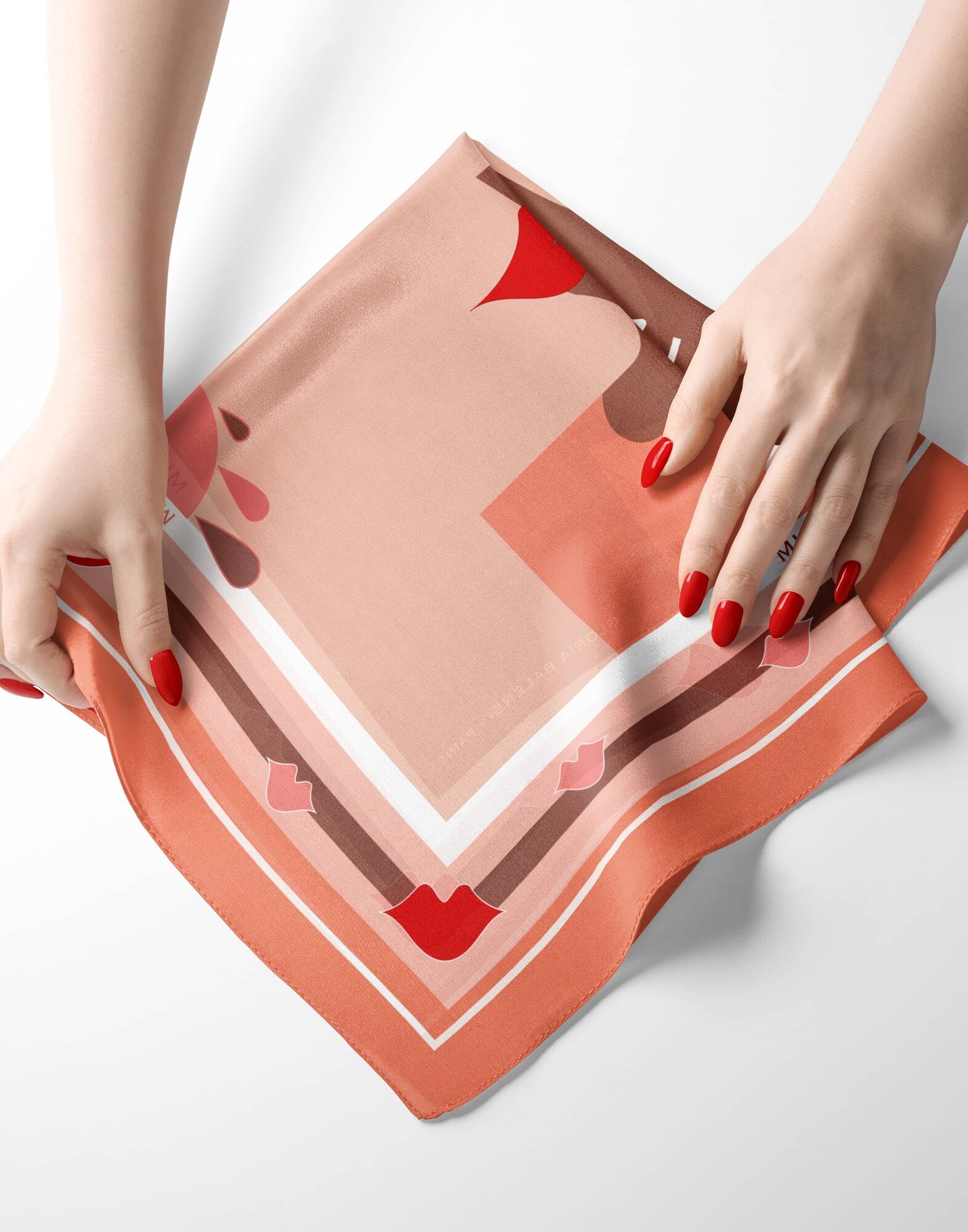 Foulard carré en twill de soie - imprimé LE BISOU Rosewood 69cm| Gloria Balensi foulards