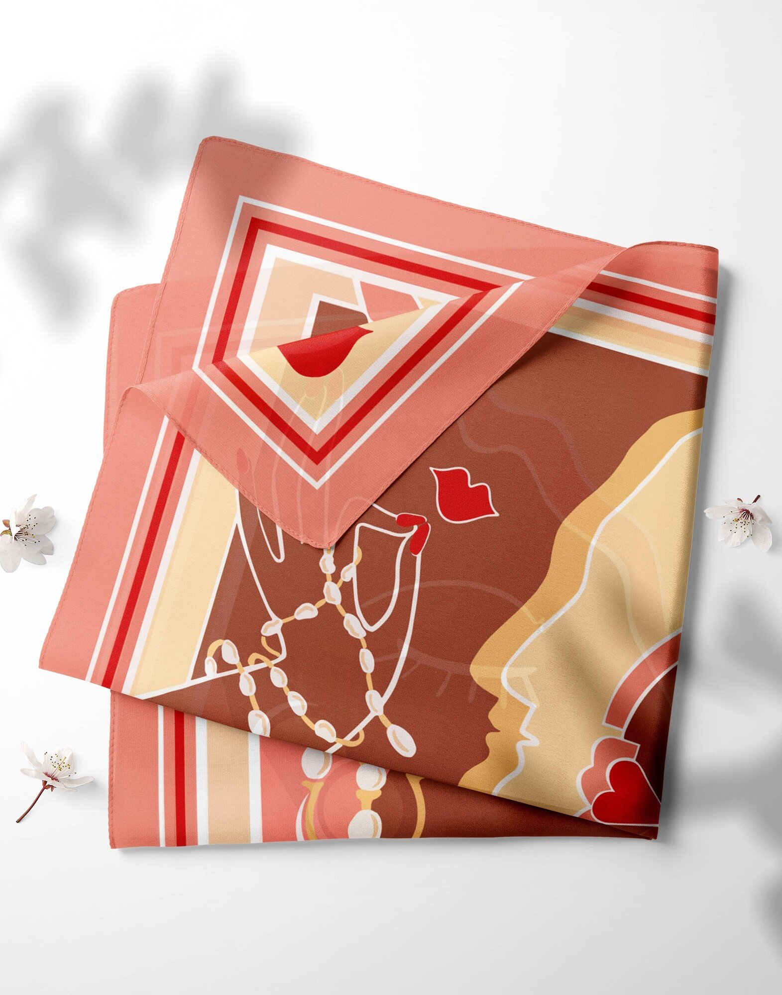 69cm silk twill square, TOI ET MOI print - Pink|Gloria Balensi scarves 69cm silk twill square, TOI ET MOI print - Pink|Gloria Balensi scarves