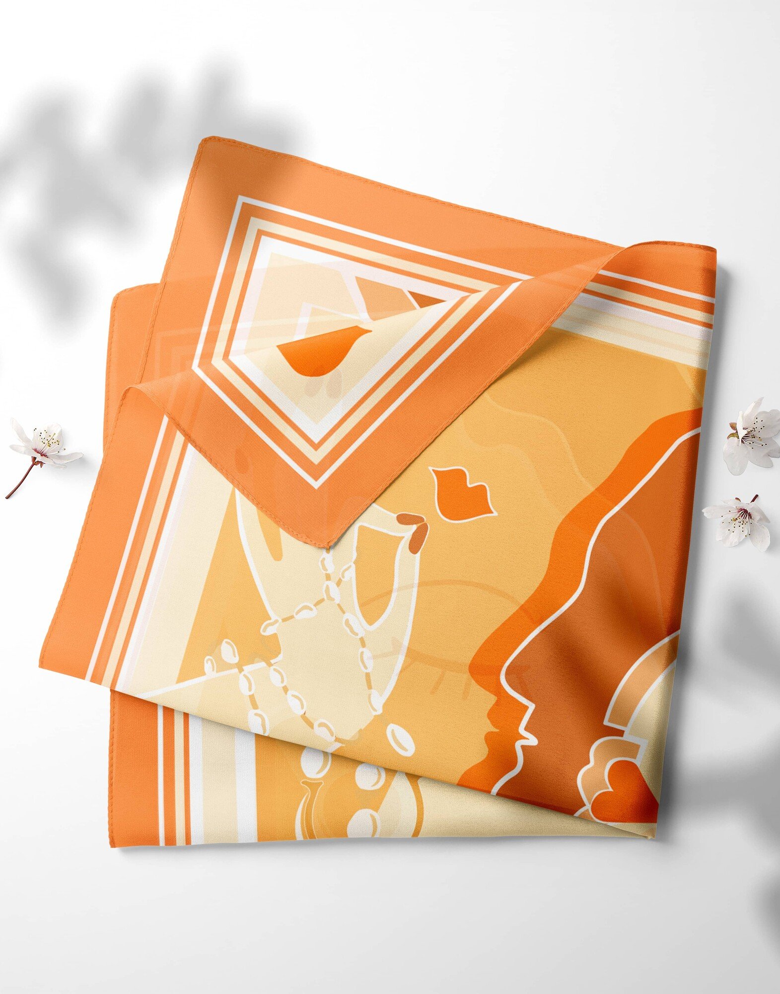 Foulard carré en twill de soie - imprimé TOI ET MOI Jaune 69cm| Gloria Balensi foulards