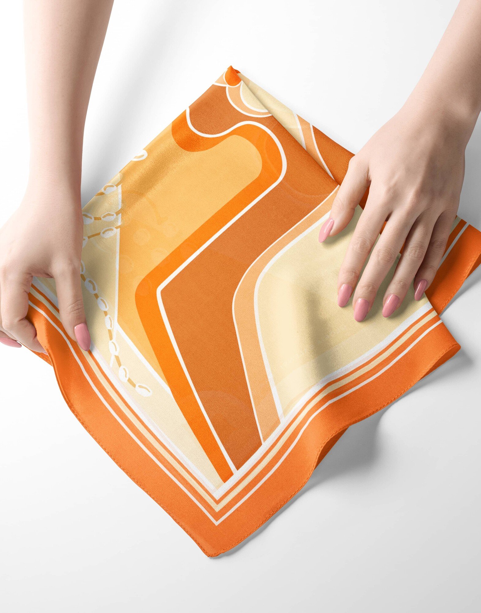 Foulard carré en twill de soie - imprimé TOI ET MOI Jaune 69cm| Gloria Balensi foulards