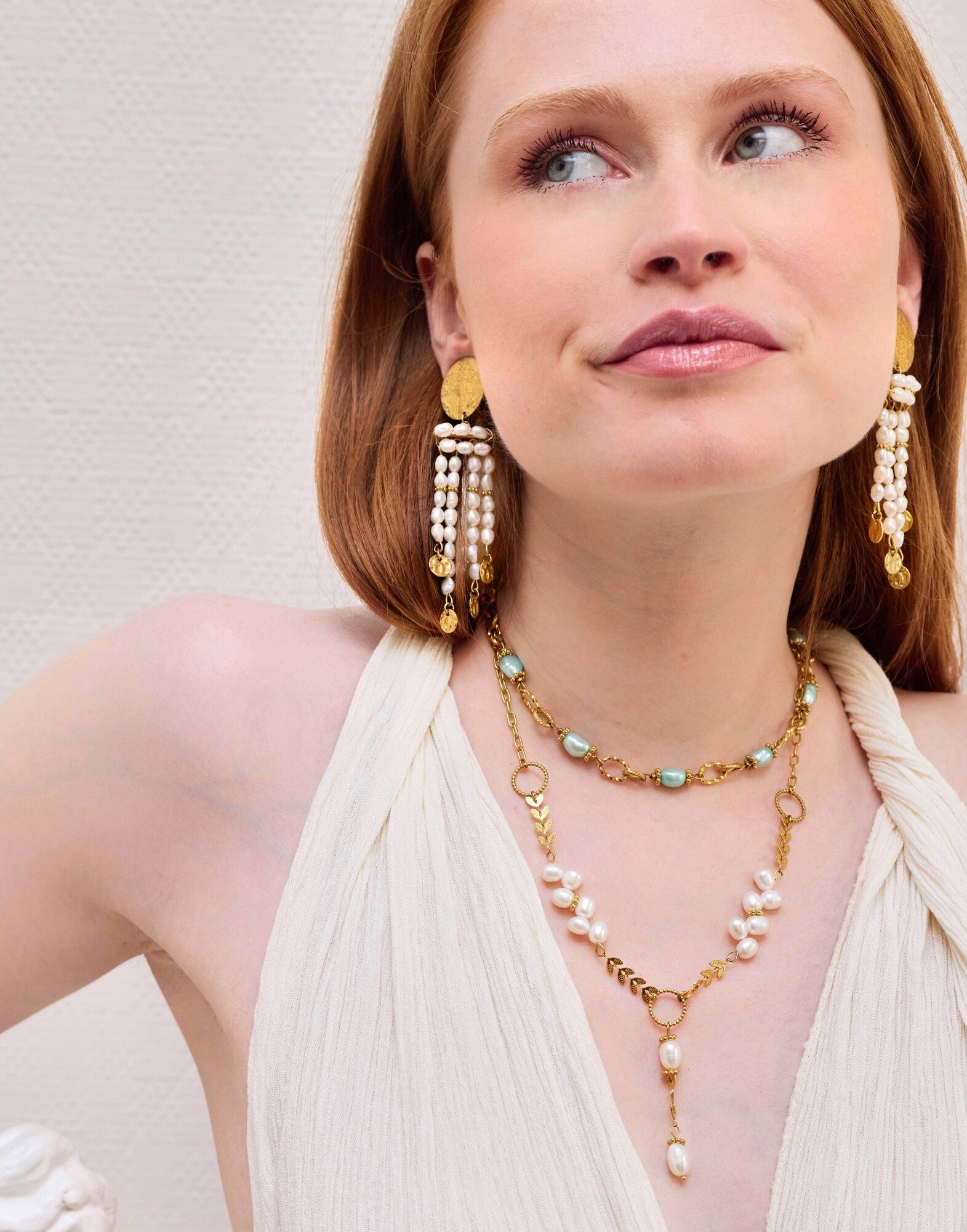 Boucles d’oreilles clips pendantes perles de culture - LOU | Gloria Balensi Paris bijoux