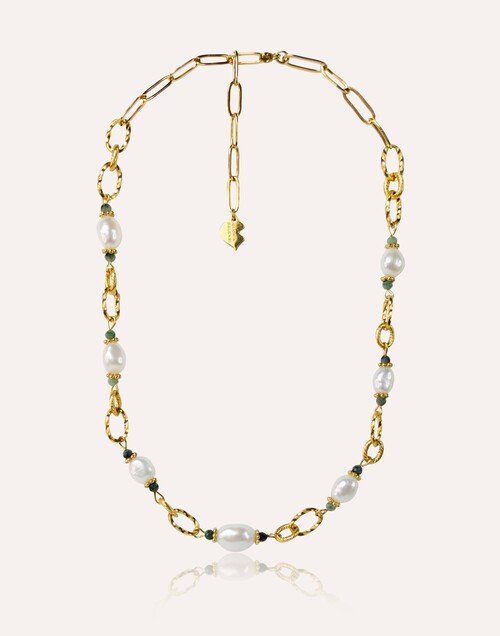 Collier ras de cou perles de culture émeraude acier inoxydable – ATHEA | Gloria Balensi Paris bijoux