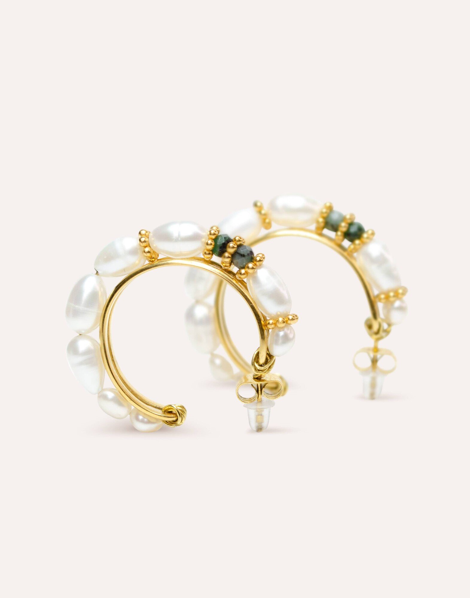 NINA Emerald and Pearl Creole Earrings -Style and Parisian Craftsmanship|Gloria Balensi