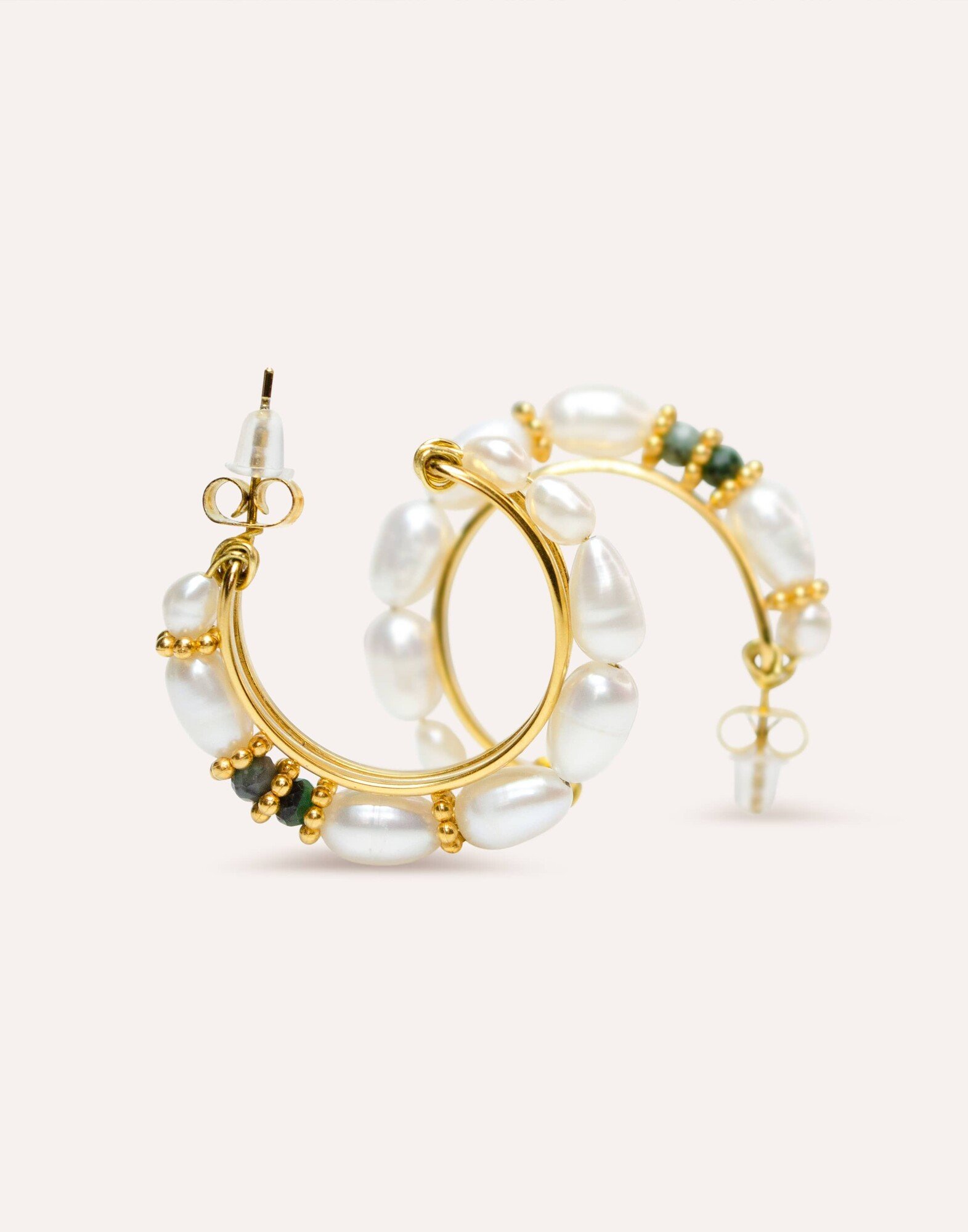 NINA Emerald and Pearl Creole Earrings -Style and Parisian Craftsmanship|Gloria Balensi