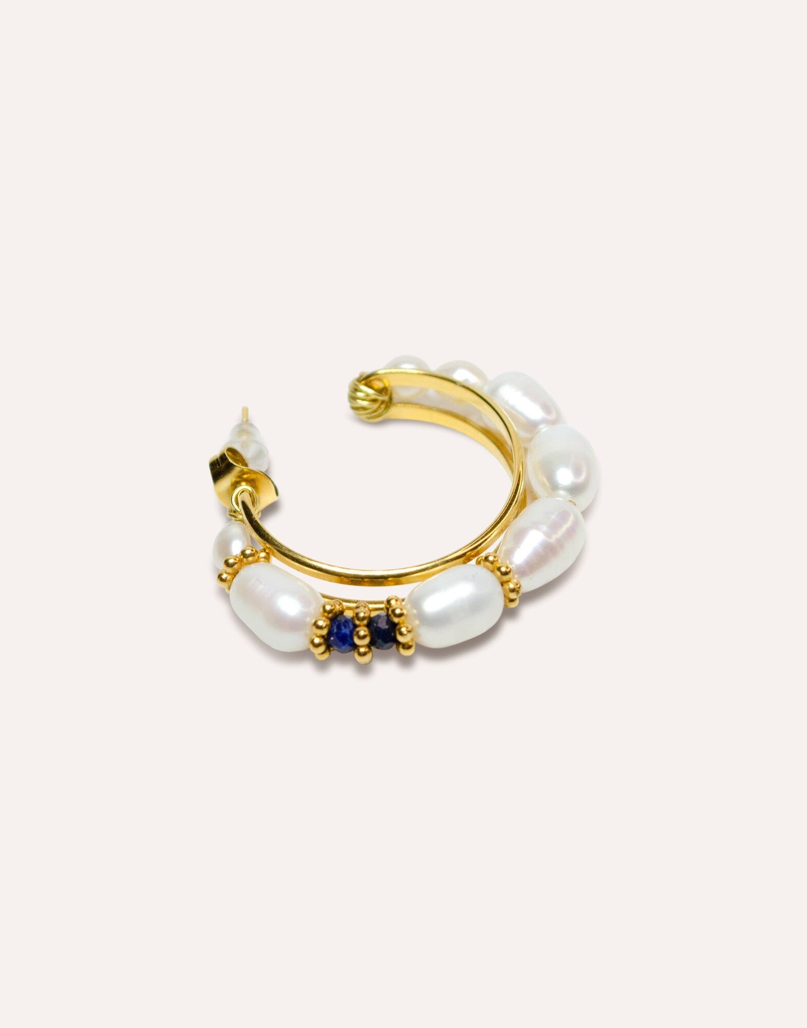 NINA Lapis lazuli and Pearl Creole Earrings -Style and Parisian Craftsmanship|Gloria Balensi