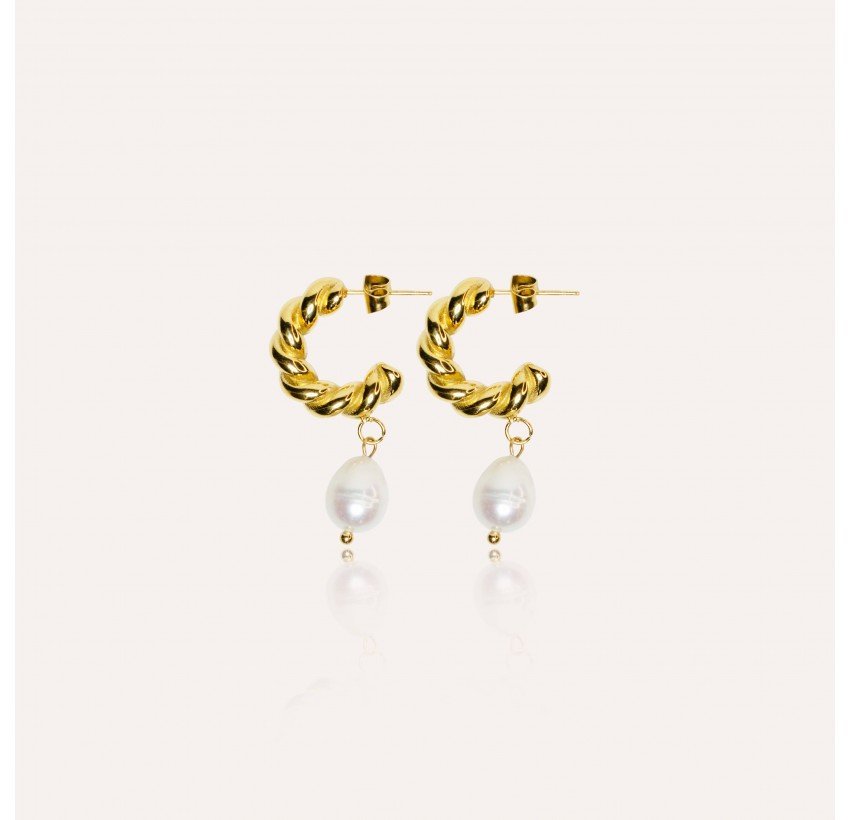 Twisted Creoles with Cultured Pearls - LANA -Style and Parisian Craftsmanship|Gloria Balensi