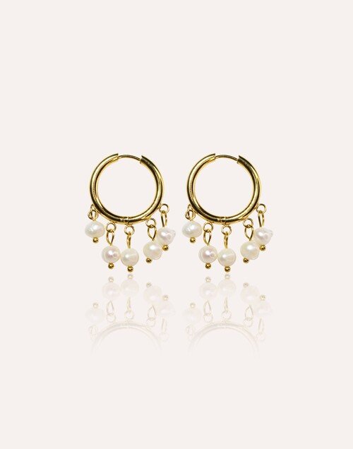 Boucles d’Oreilles Créoles Perles et spinelle noir NINA –Style et Artisanat Parisien|Gloria Balensi