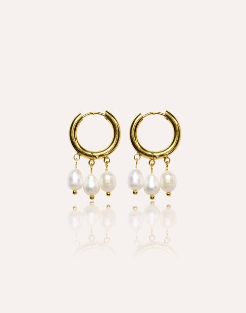 Boucles d’Oreilles Créoles Pampilles avec Perles de Culture - TULLIA|Gloria Balensi