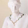Collier ras du cou en rubis zoïsite, perle et acier inoxydable - DIVINE