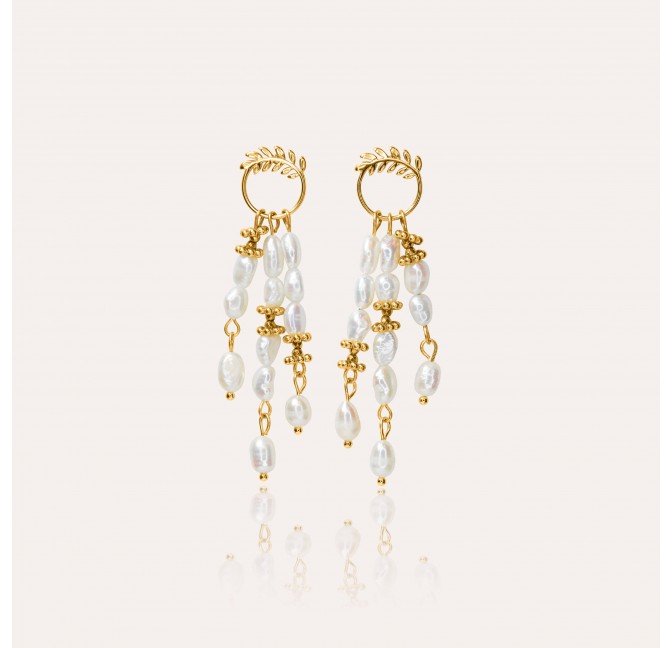 Antique laurel and pearl pendant earrings - HÉLIA|Gloria Balensi