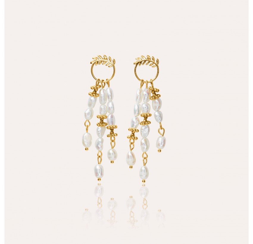 Antique laurel and pearl pendant earrings - HÉLIA|Gloria Balensi