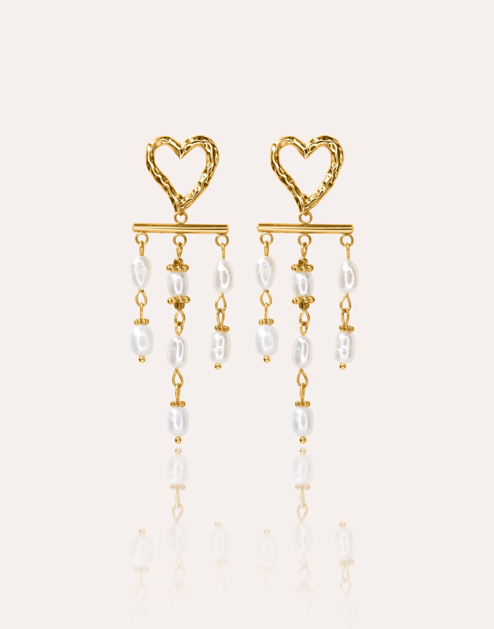 Boucles d’oreilles pendantes coeur perles de culture - ROMA| Gloria Balensi Paris bijoux