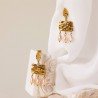 Natural pink peach cultured pearl pendant earrings - NÉA