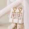 Boucles d’oreilles pendantes coeur perles de culture lila et Aigue-marine - ROMA