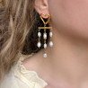 Dangling earrings heart freshwater pearl gold - ROMA