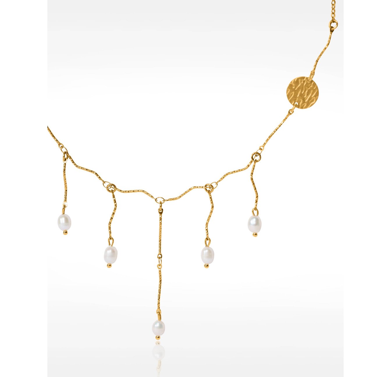 Golden Fringe Necklace with Baroque Pearls - CALLIOPE | Gloria Balensi