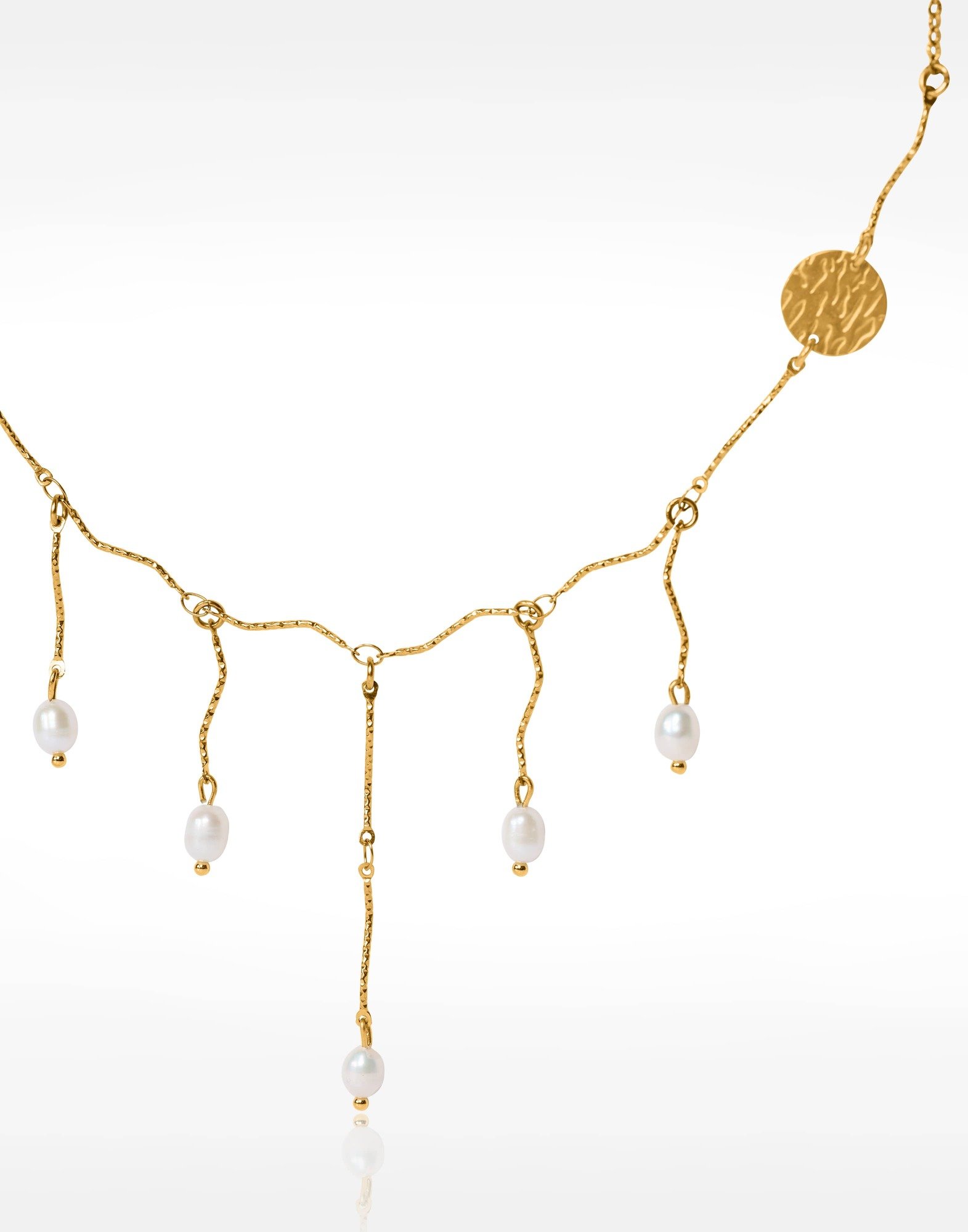 Golden Fringe Necklace with Baroque Pearls - CALLIOPE | Gloria Balensi