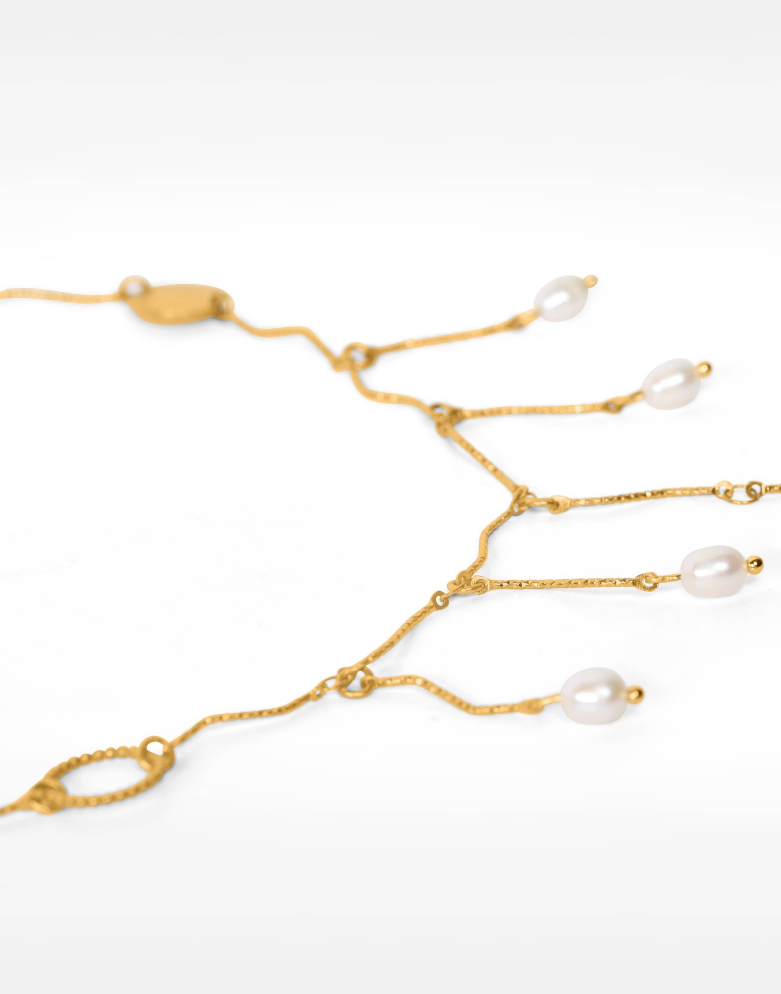 Golden Fringe Necklace with Baroque Pearls - CALLIOPE | Gloria Balensi