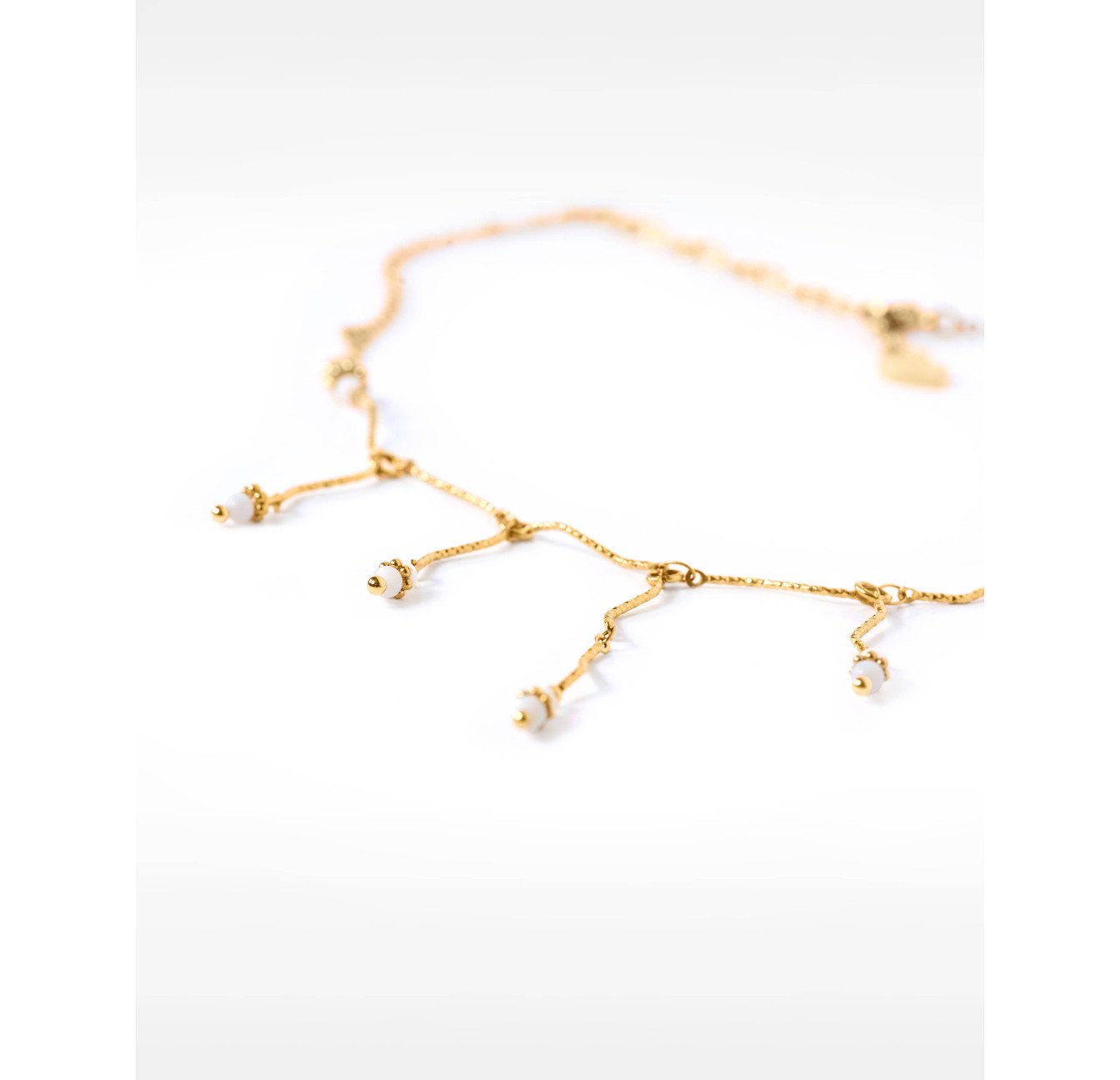 Golden Mother-of-Pearl Fringe Necklace AMARA | Gloria Balensi