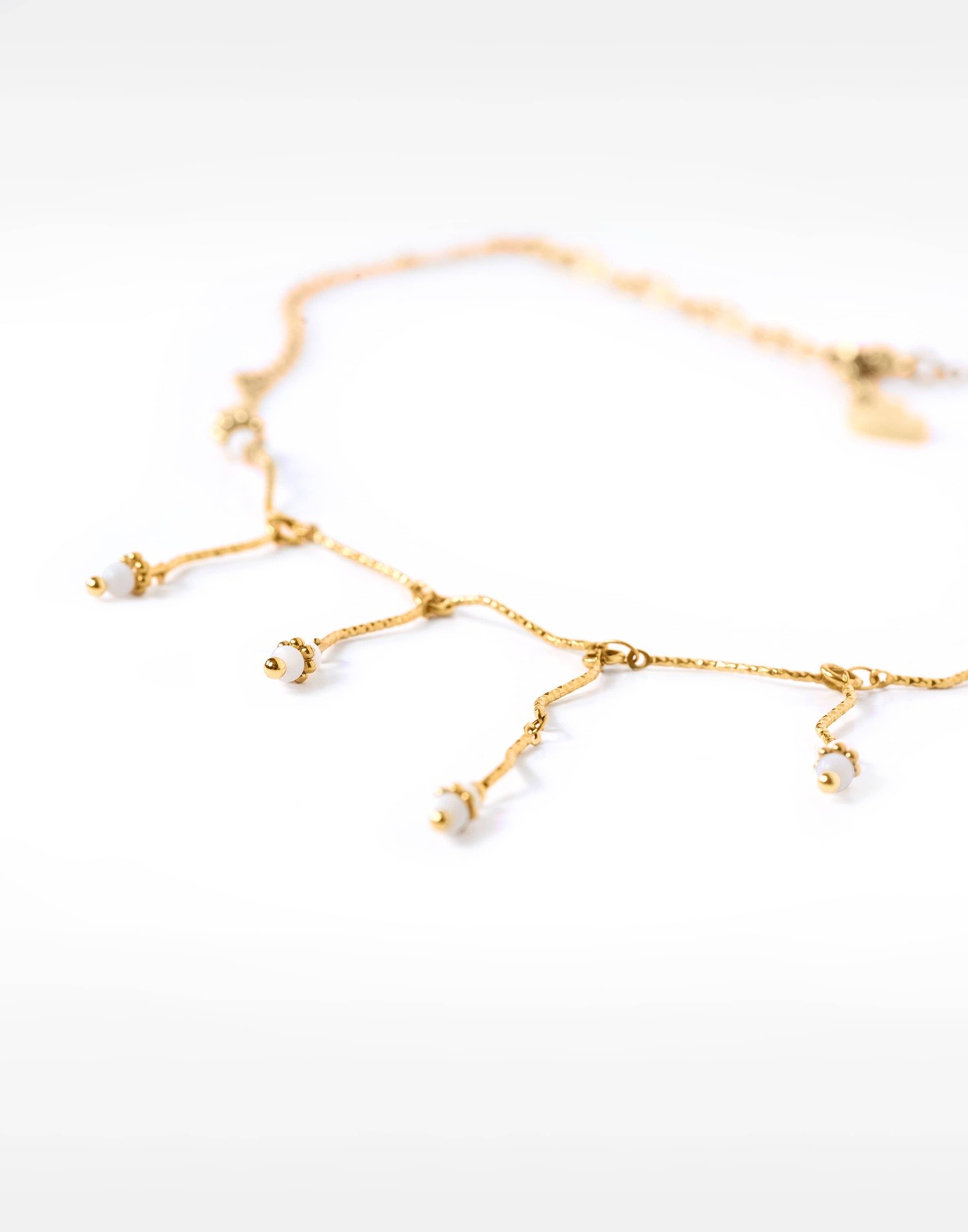 Golden Mother-of-Pearl Fringe Necklace AMARA | Gloria Balensi