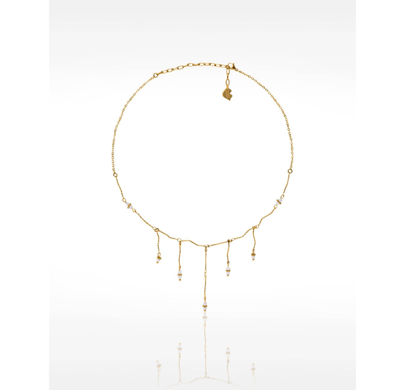 Golden Mother-of-Pearl Fringe Necklace AMARA | Gloria Balensi