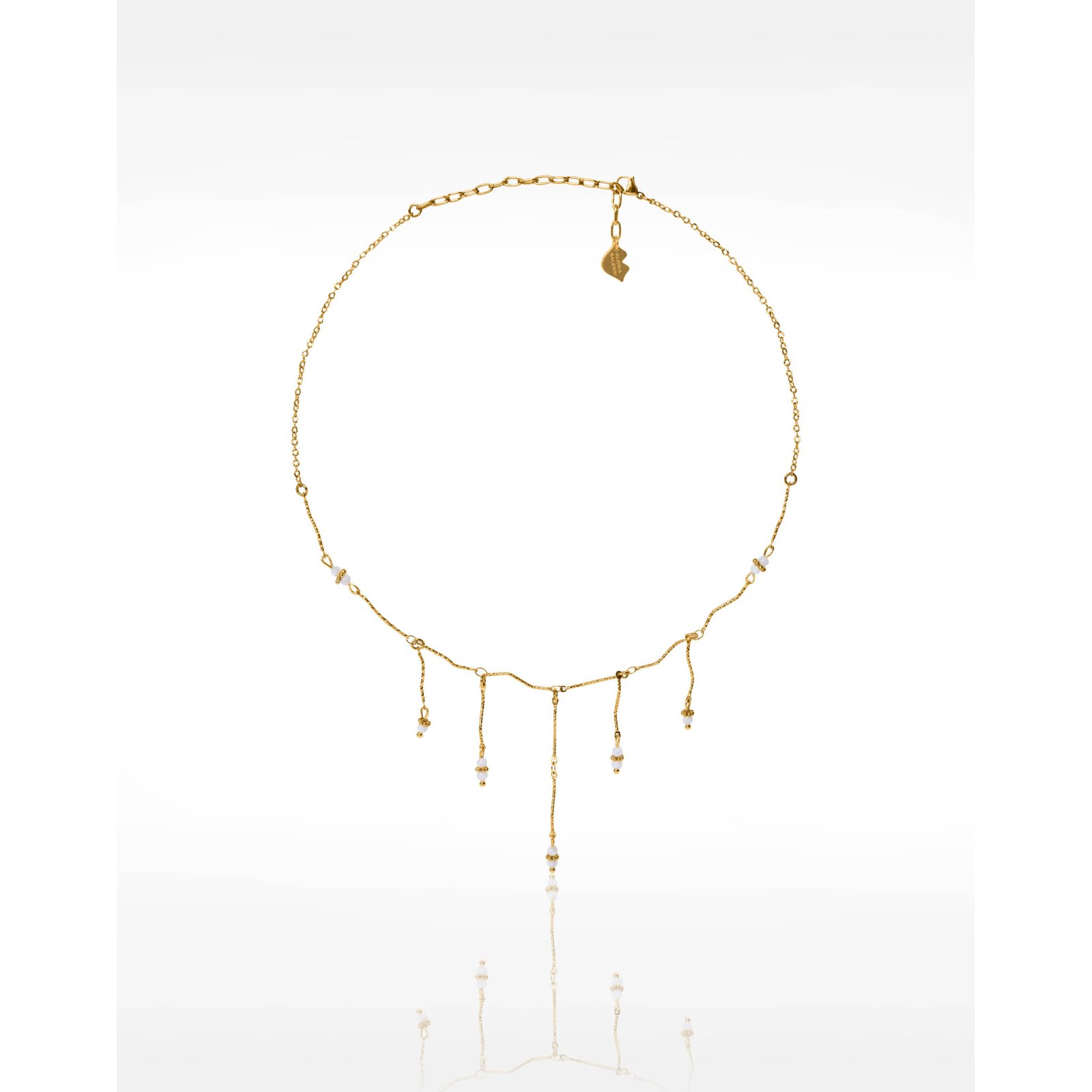 Golden Mother-of-Pearl Fringe Necklace AMARA | Gloria Balensi