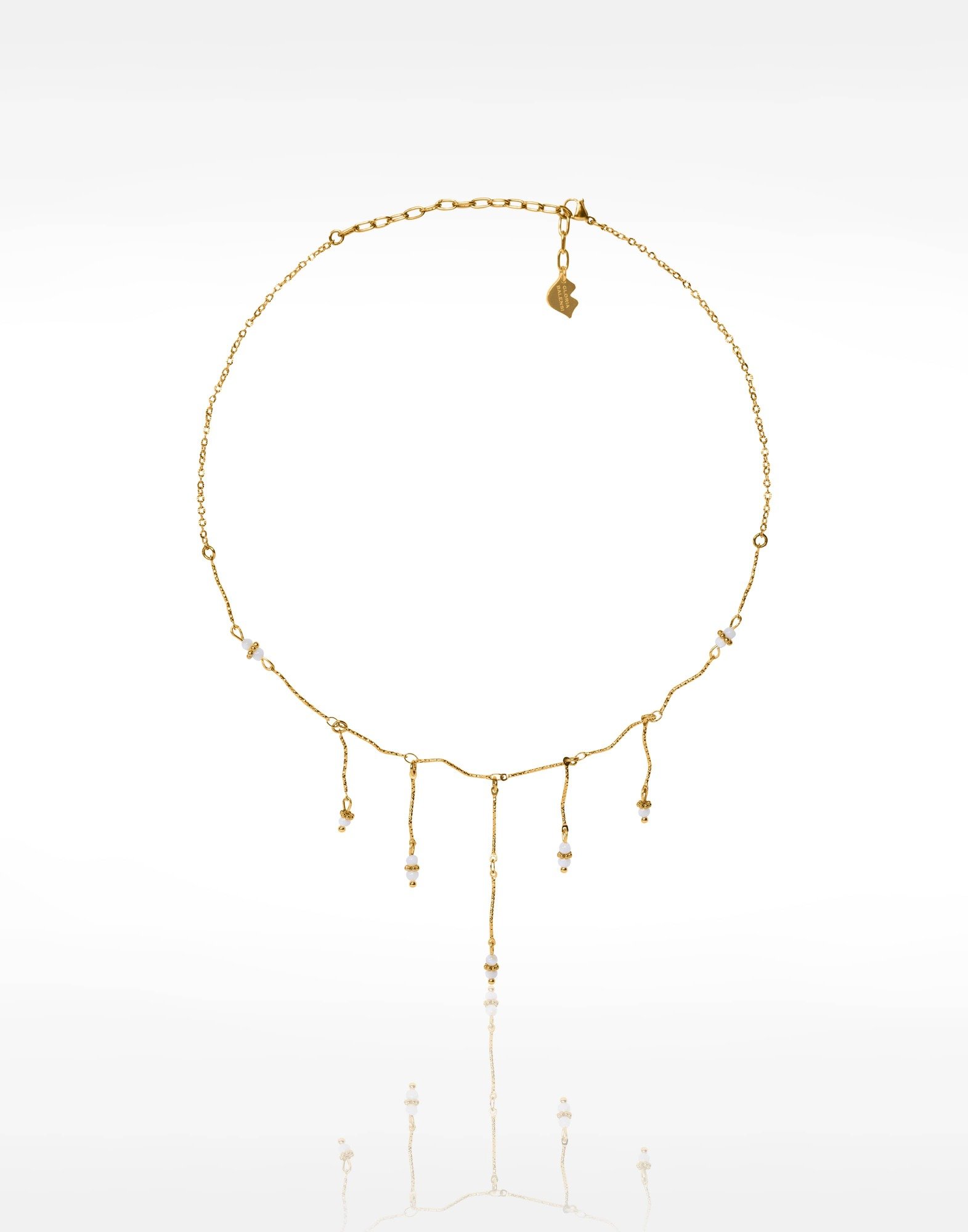 Golden Mother-of-Pearl Fringe Necklace AMARA | Gloria Balensi