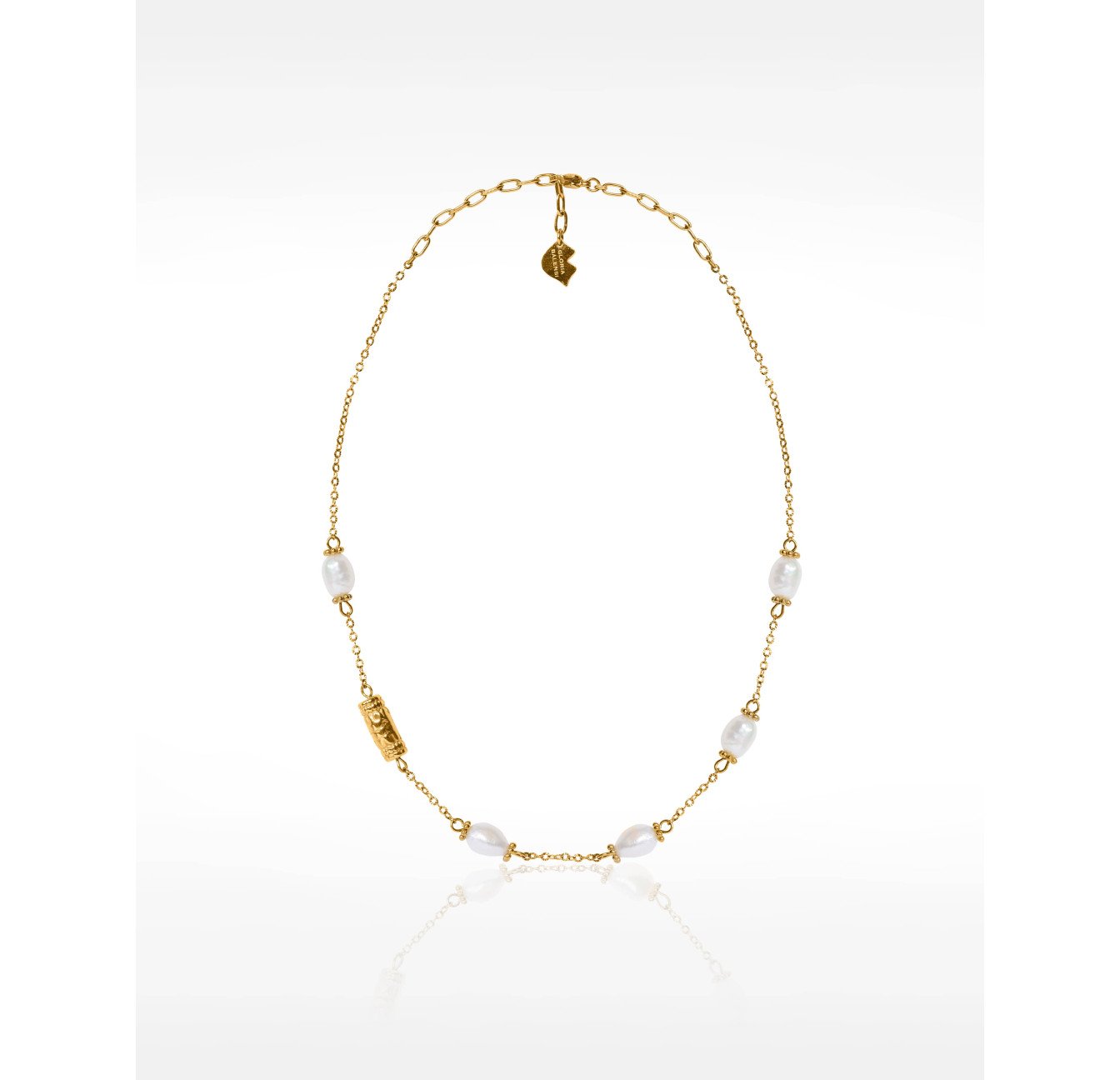 Freshwater Baroque Pearl Necklace in Gilded Stainless Steel - POLEMÉA | Gloria Balensi