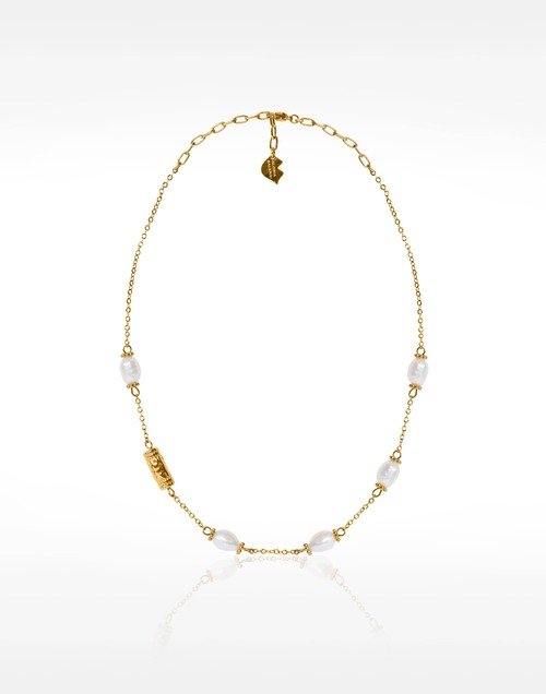 Collier à perles baroques d'eau douce acier inoxydable doré - POLEMÈA | Gloria Balensi Paris bijoux