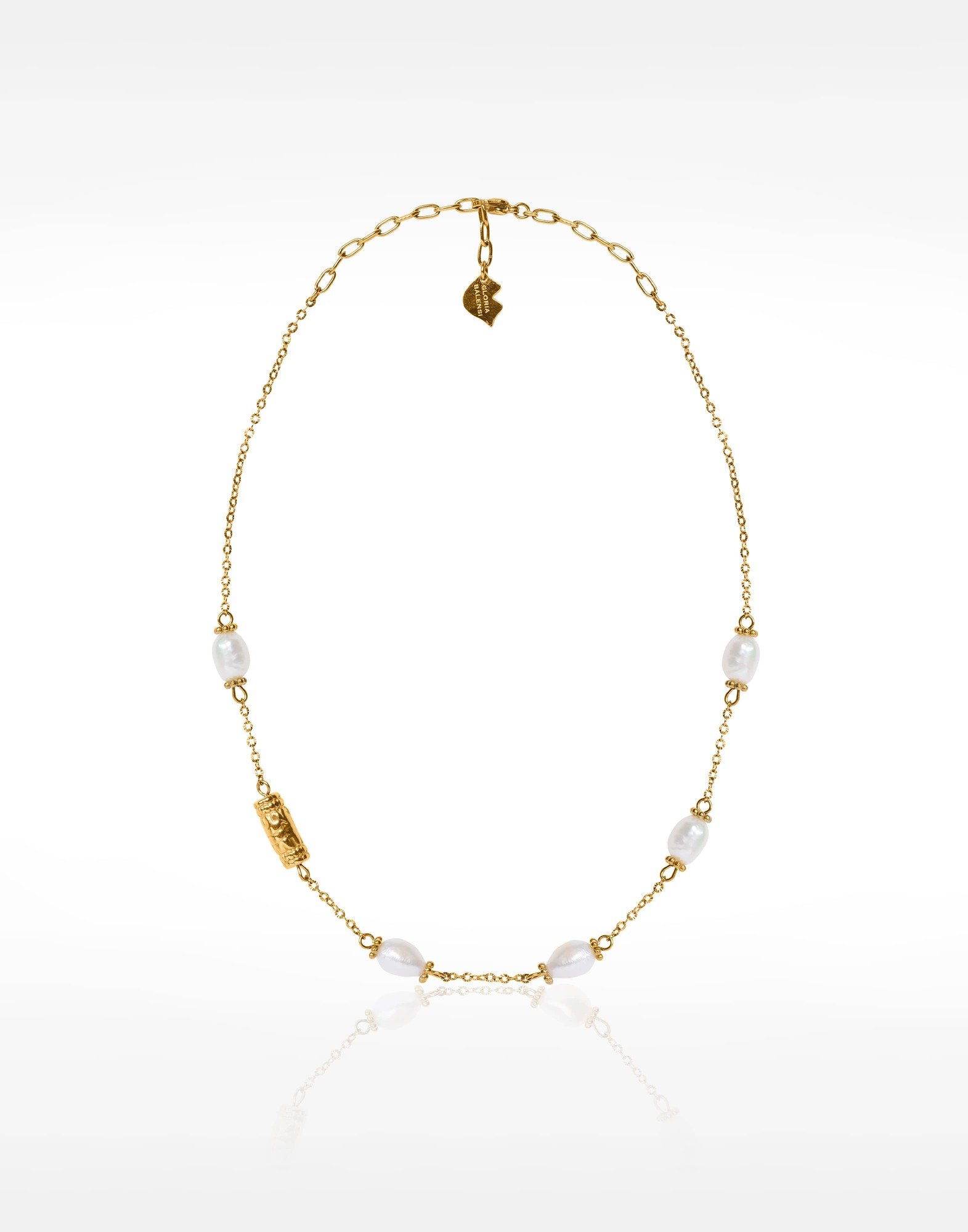 Freshwater Baroque Pearl Necklace in Gilded Stainless Steel - POLEMÉA | Gloria Balensi