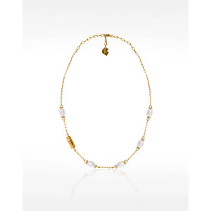 Collier à perles baroques d'eau douce acier inoxydable doré - POLEMÈA