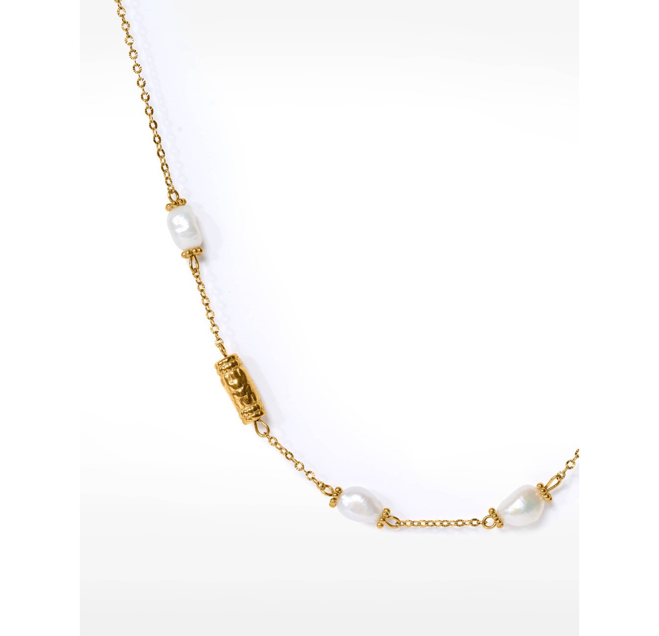 Freshwater Baroque Pearl Necklace in Gilded Stainless Steel - POLEMÉA | Gloria Balensi