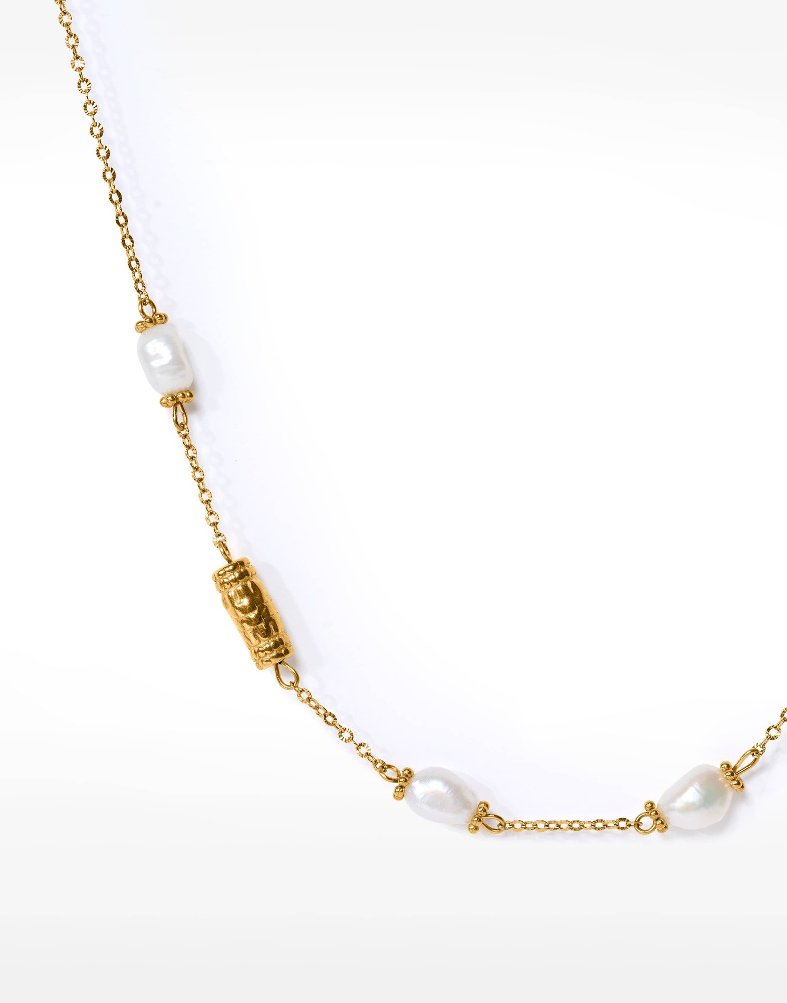 Freshwater Baroque Pearl Necklace in Gilded Stainless Steel - POLEMÉA | Gloria Balensi