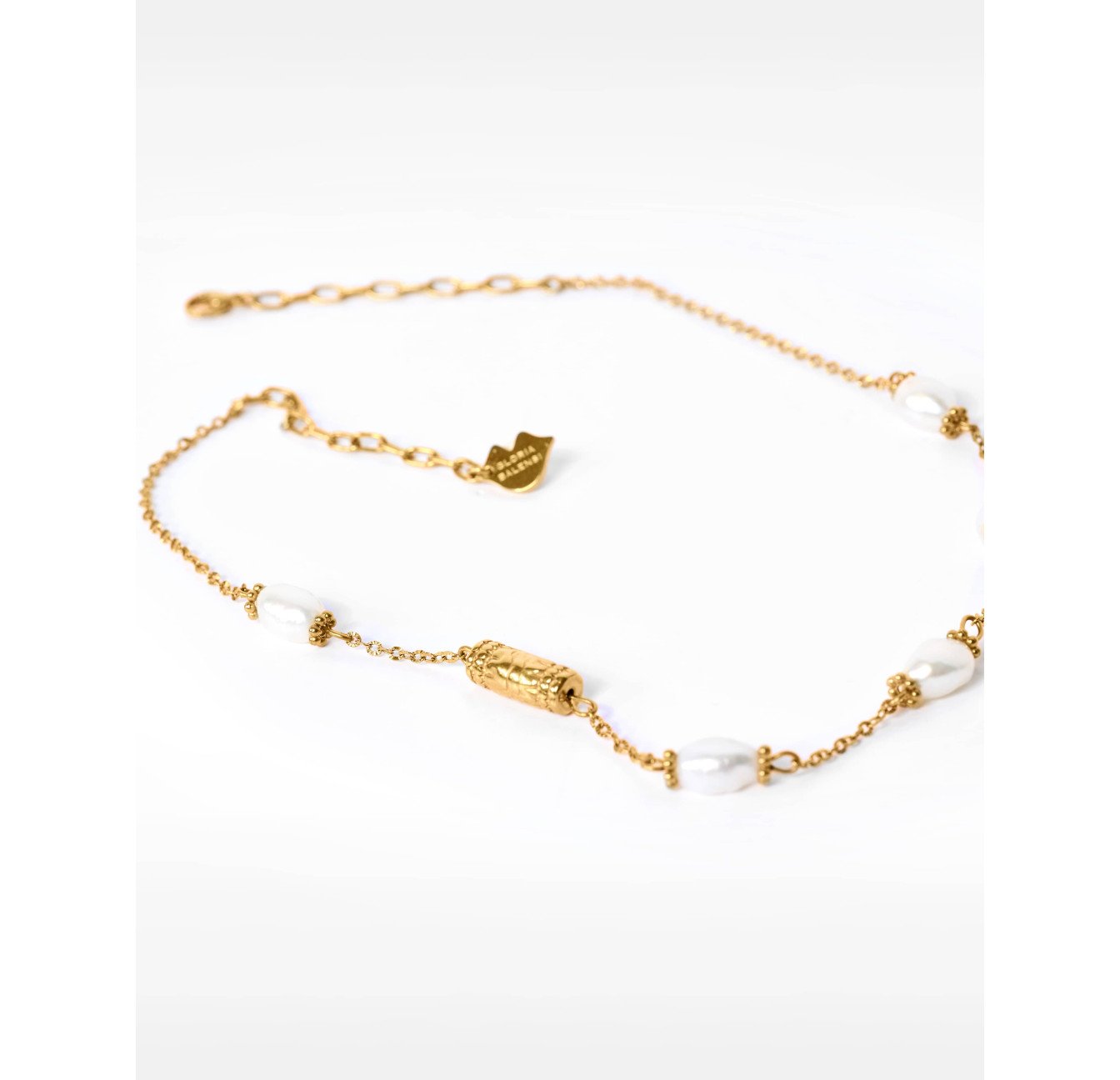 Freshwater Baroque Pearl Necklace in Gilded Stainless Steel - POLEMÉA | Gloria Balensi