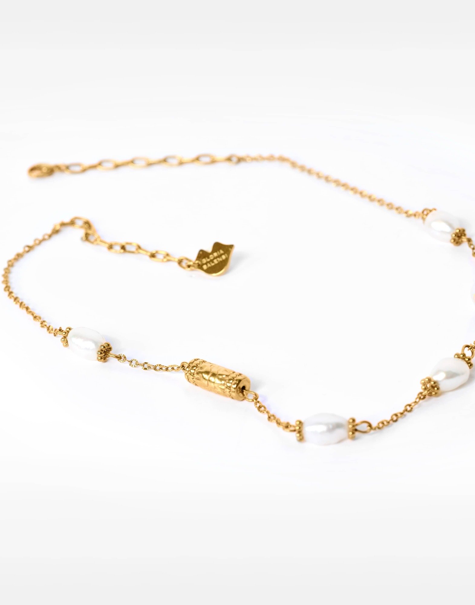 Freshwater Baroque Pearl Necklace in Gilded Stainless Steel - POLEMÉA | Gloria Balensi
