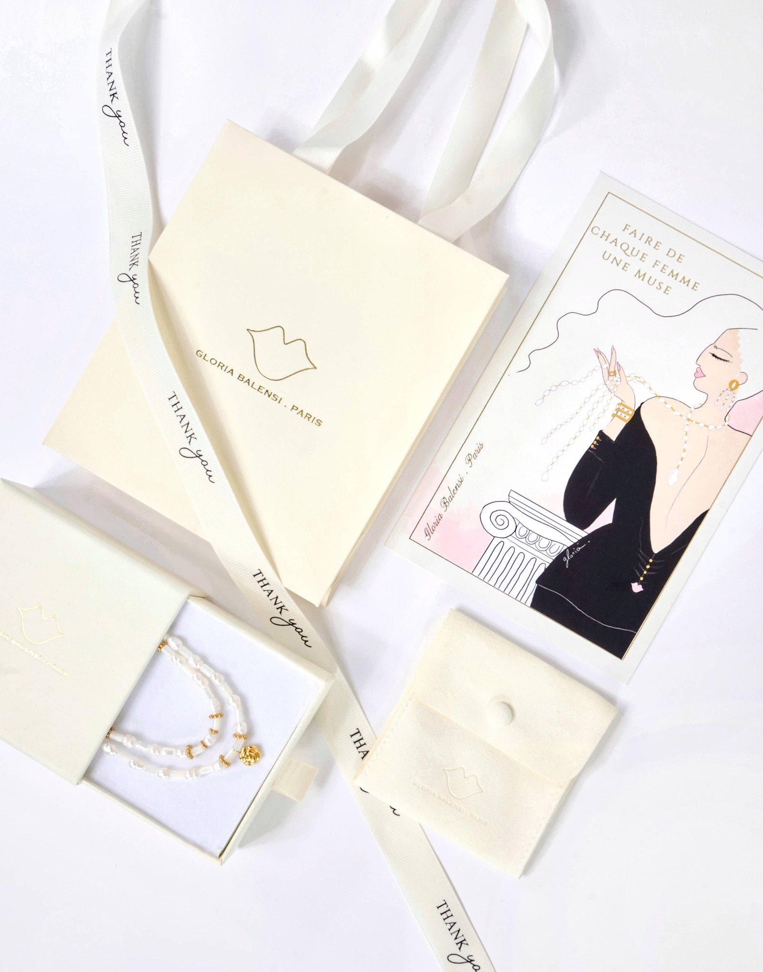 Mother-of-Pearl Shell Drop Earrings with Triple White Pearl Cascade - VENUS | Gloria Balensi