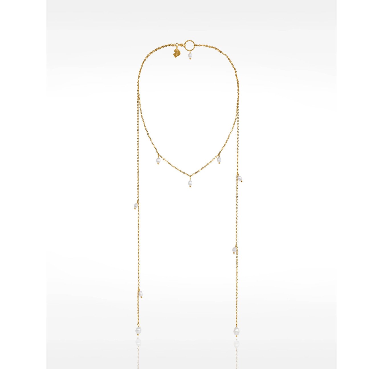 Collier Écharpe en acier inoxydable et  Perles Baroques naturelles - ATAYA | Gloria Balensi