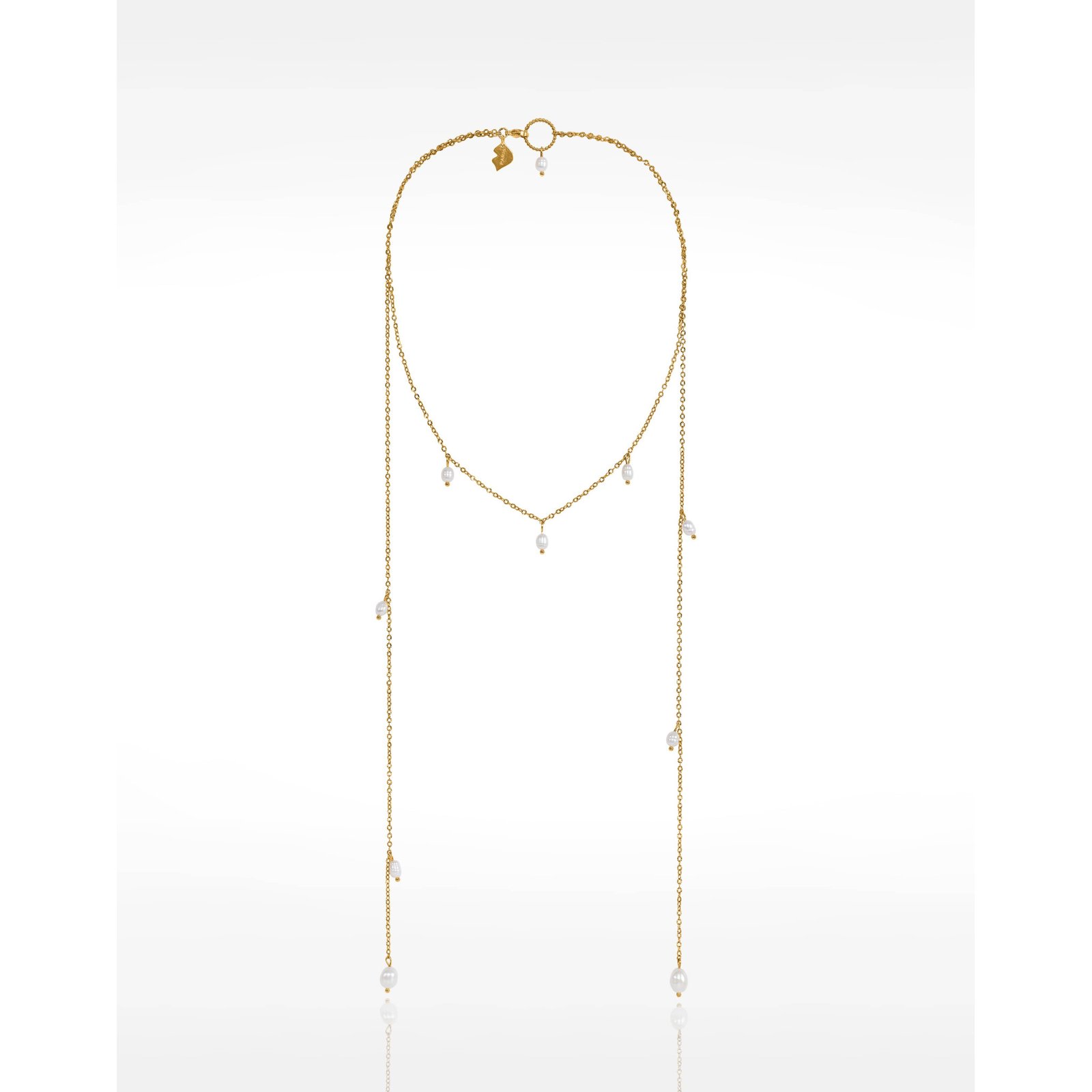 Collier Écharpe en acier inoxydable et  Perles Baroques naturelles - ATAYA | Gloria Balensi
