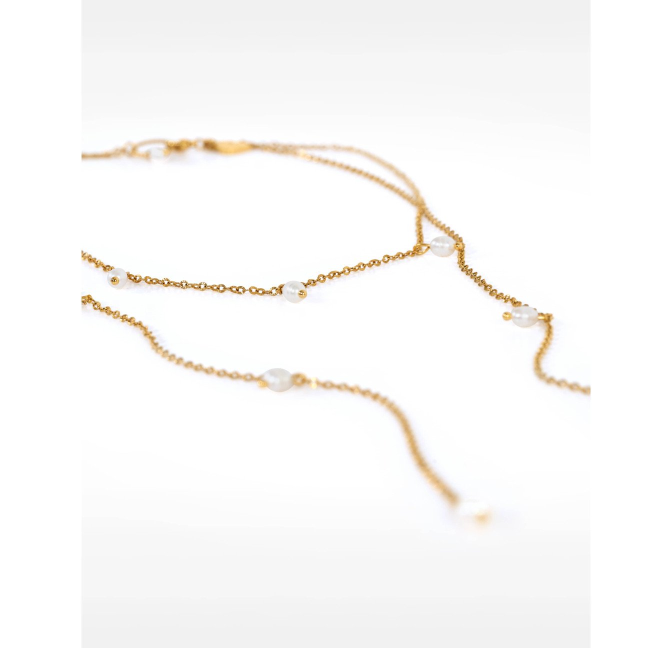 Collier Écharpe en acier inoxydable et  Perles Baroques naturelles - ATAYA | Gloria Balensi
