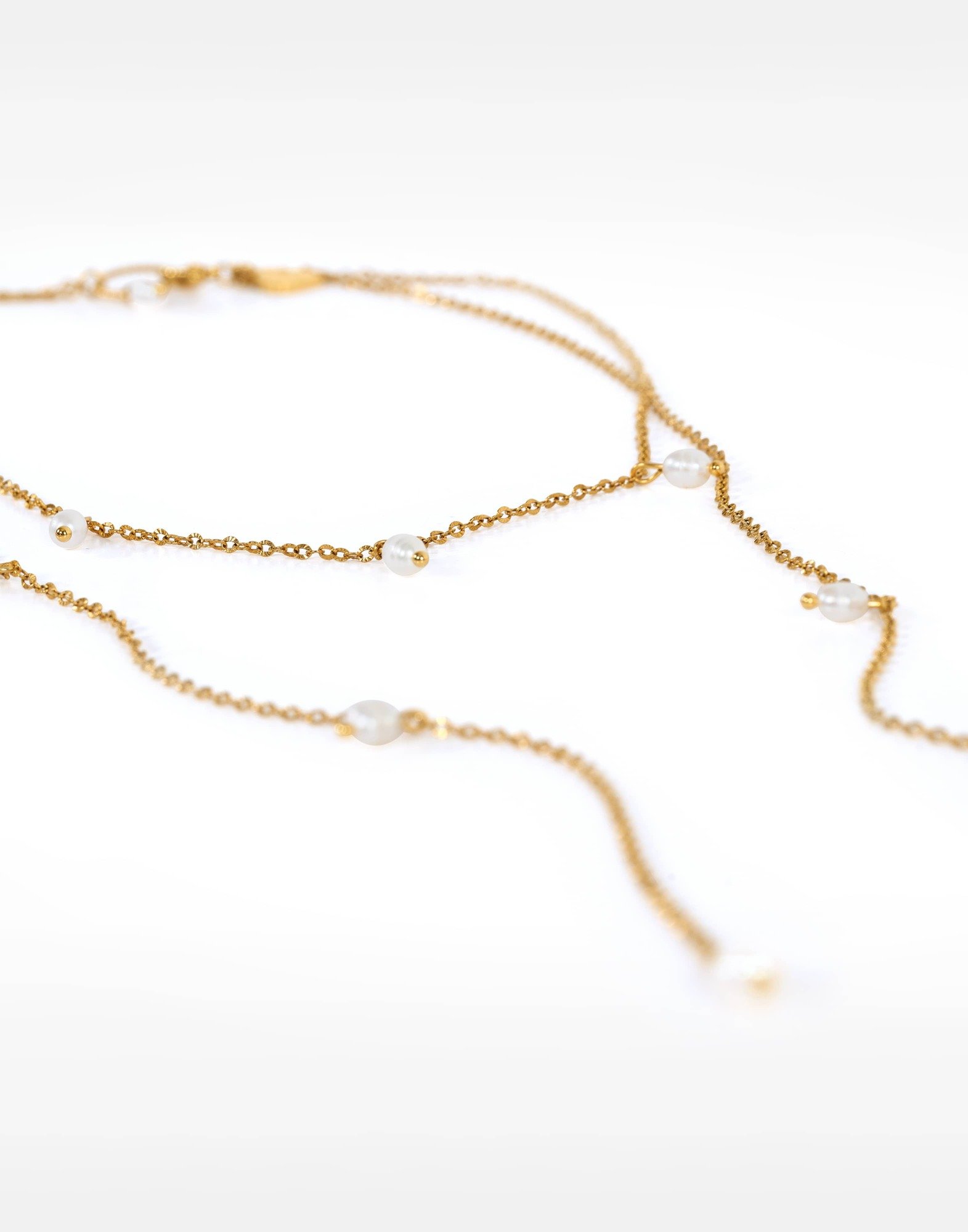 Collier Écharpe en acier inoxydable et  Perles Baroques naturelles - ATAYA | Gloria Balensi