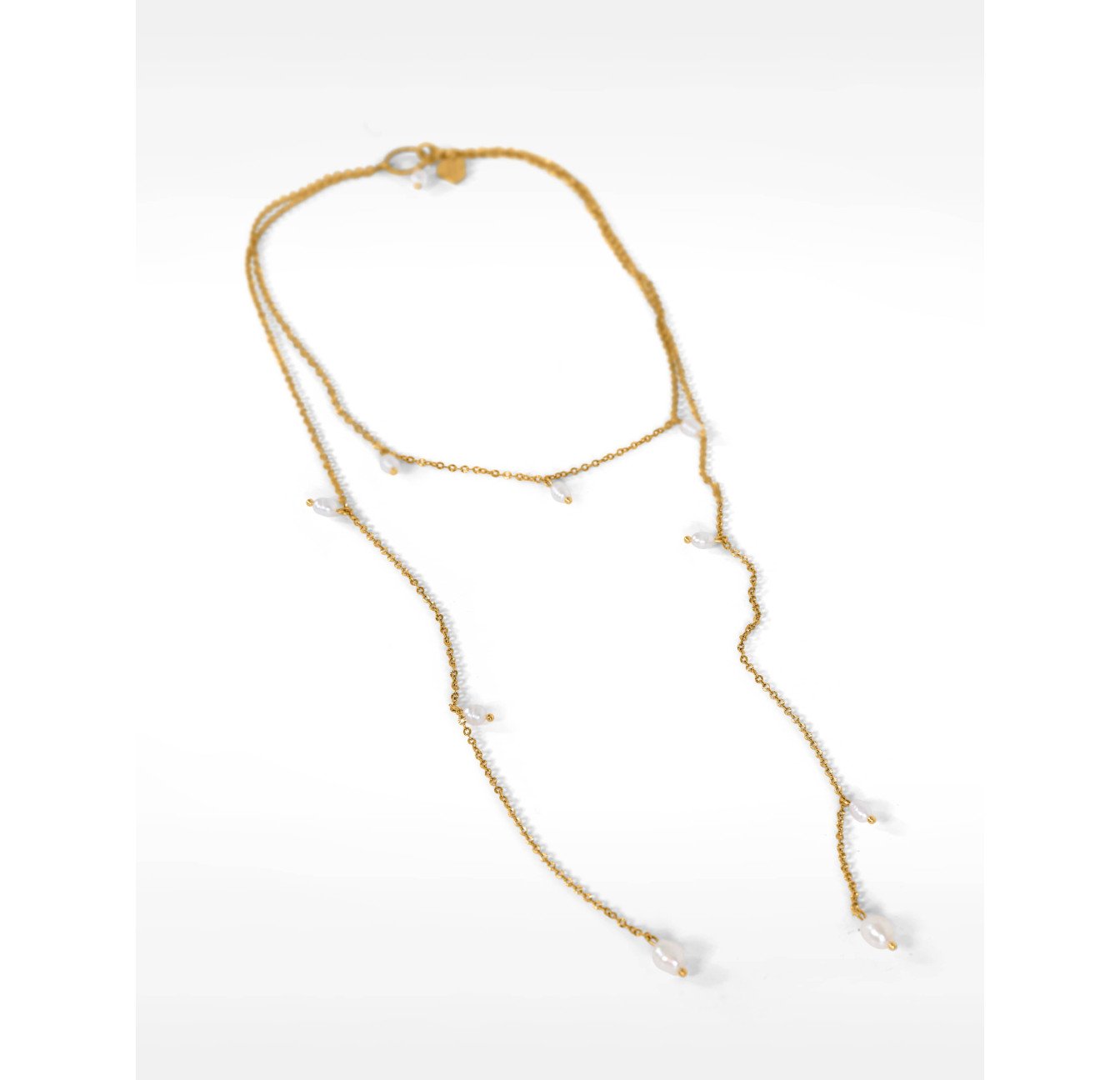 Collier Écharpe en acier inoxydable et  Perles Baroques naturelles - ATAYA | Gloria Balensi