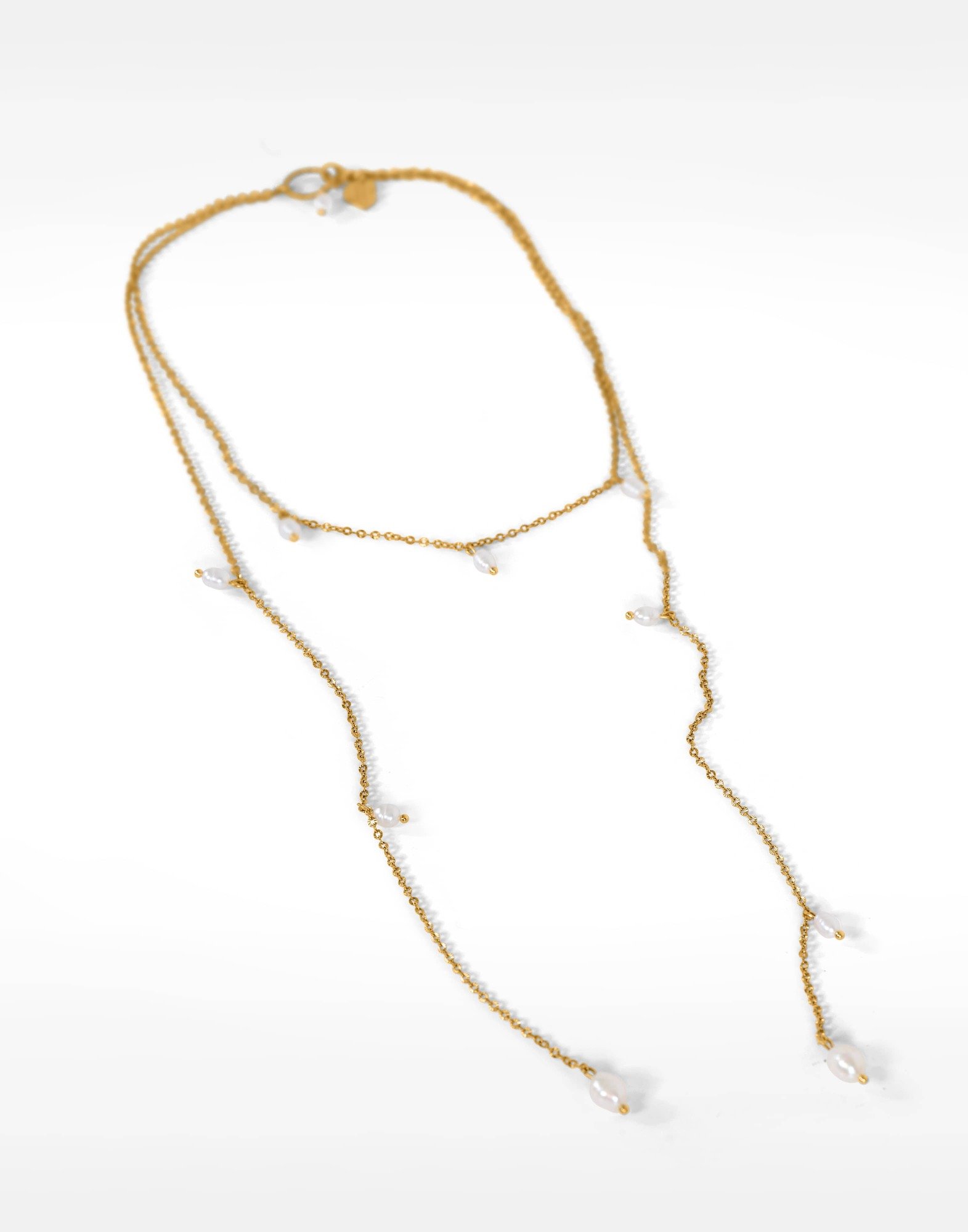 Collier Écharpe en acier inoxydable et  Perles Baroques naturelles - ATAYA | Gloria Balensi