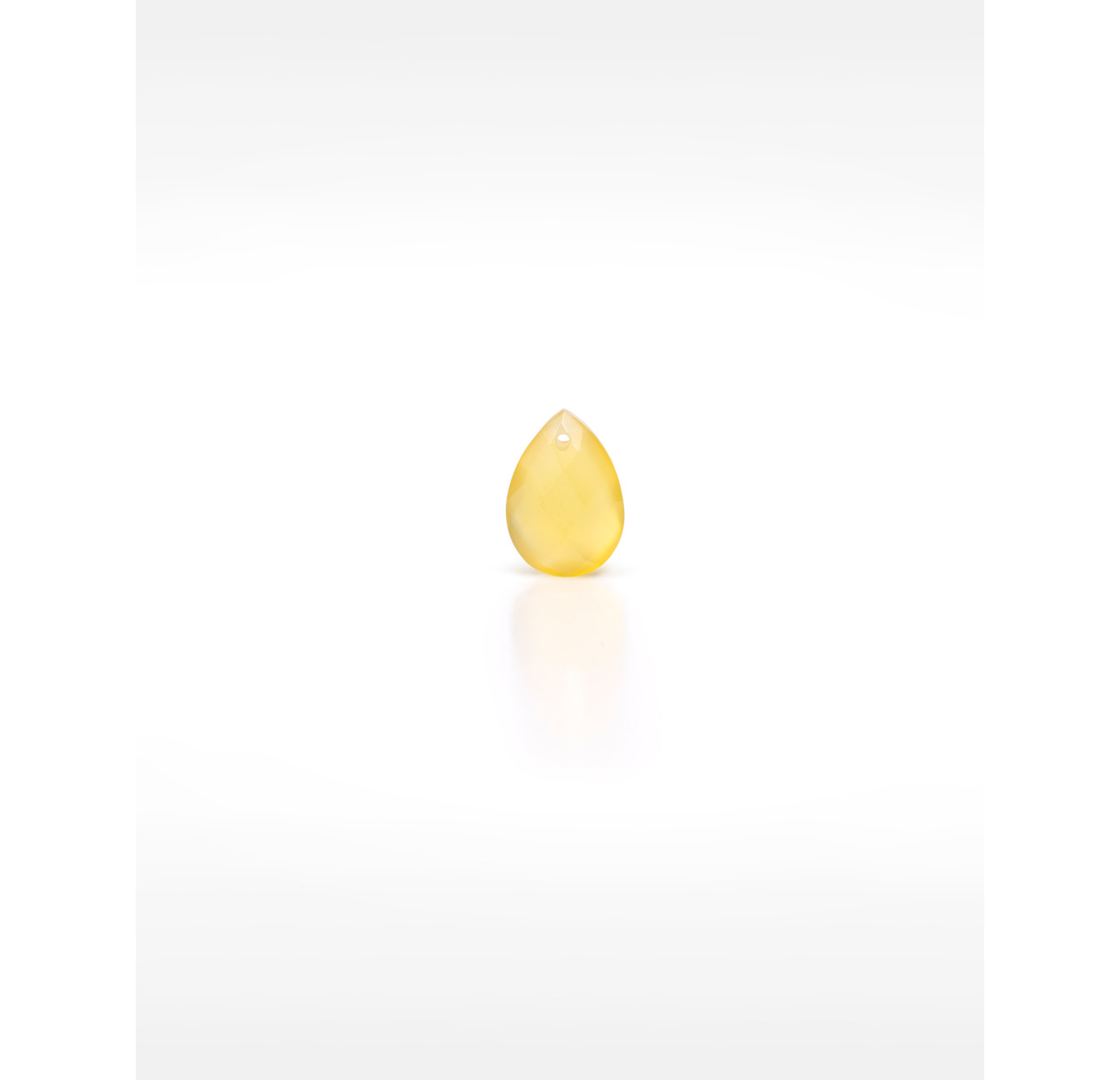Collier Cravate en acier inoxydable doré, Calcédoine jaune poire - HÉRA