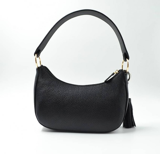 Baguette bag for women, shoulder bag MIA droé GLORIA BALENSI in French bull calf leather, back view