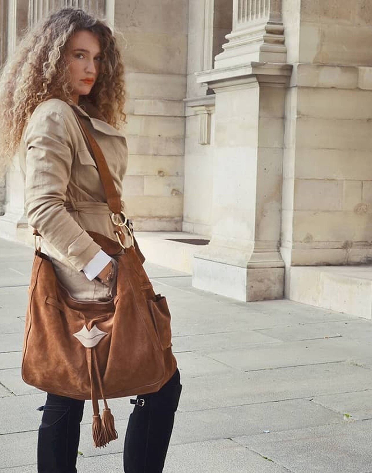 XXL Soft tote bag MIKI camel |Gloria Balensi