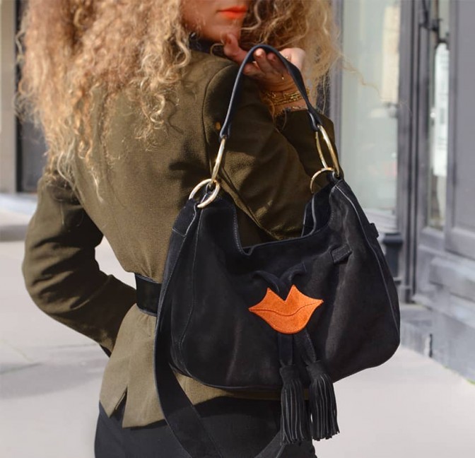 Black and orange MIKI CITY soft tote bag |Gloria Balensi