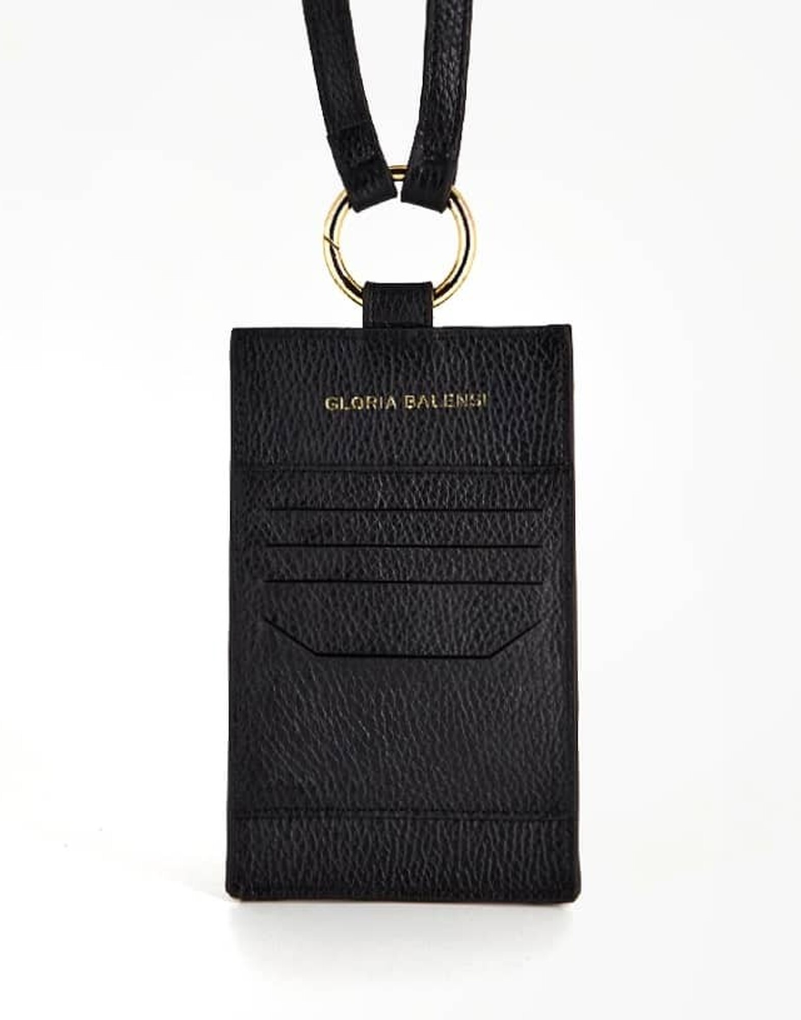 Pochette téléphone noir TÉLI, broderie bouche rouge |Gloria Balensi